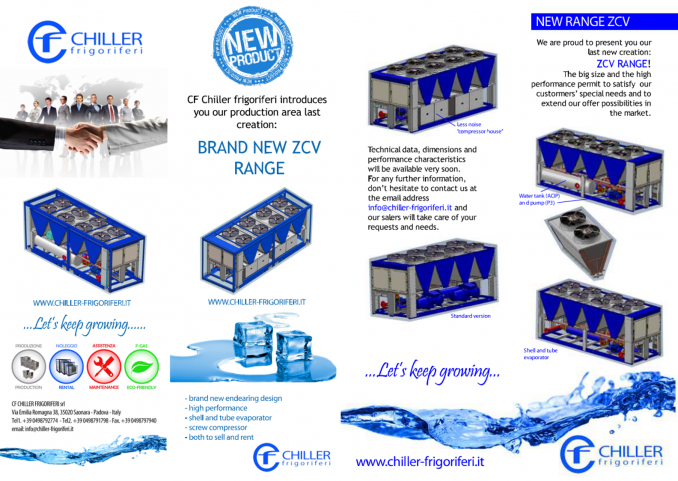 ZCV - new range of chillers with screw compressor -  Tel  +39 0498792774